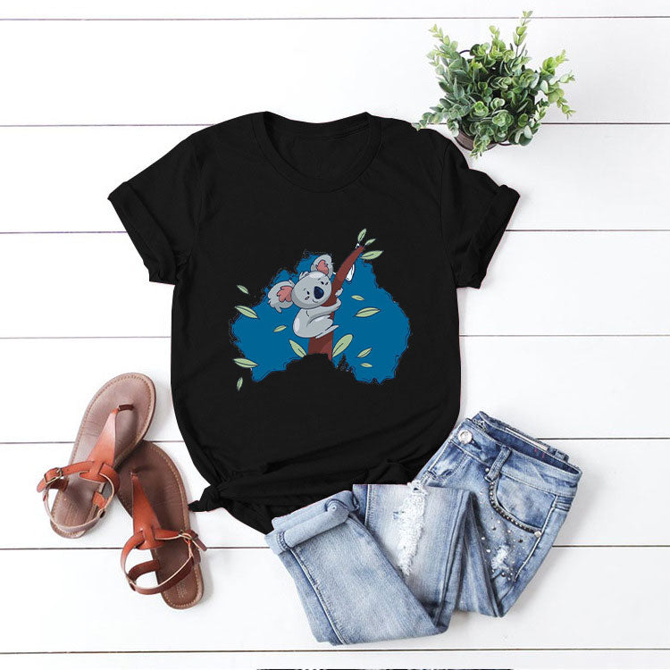 Cute Koala Printed Color T-shirt