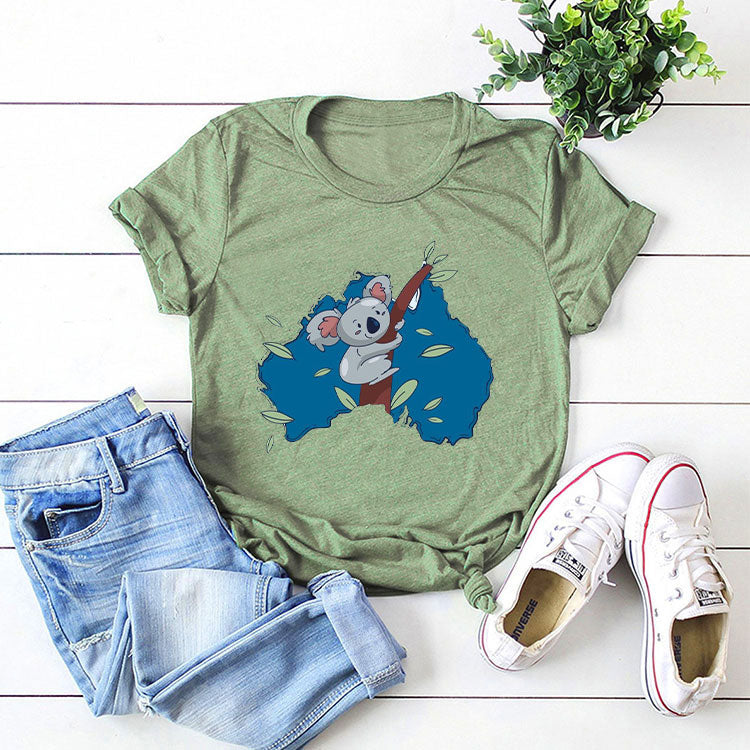 Cute Koala Printed Color T-shirt