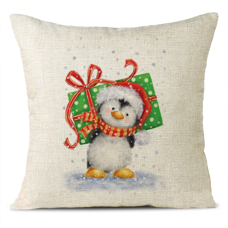 Christmas Themed Linen Pillowcase