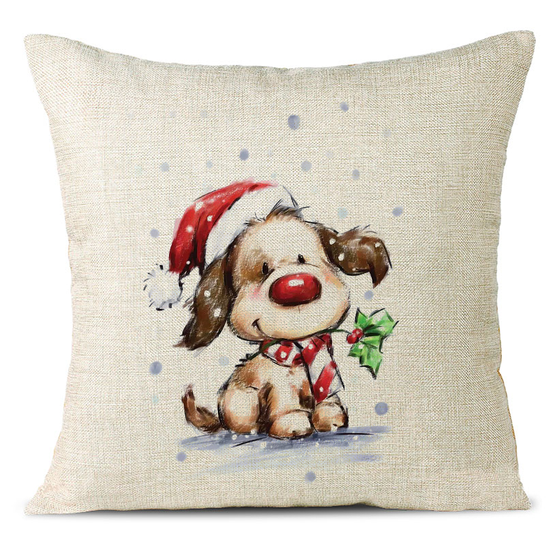 Christmas Themed Linen Pillowcase
