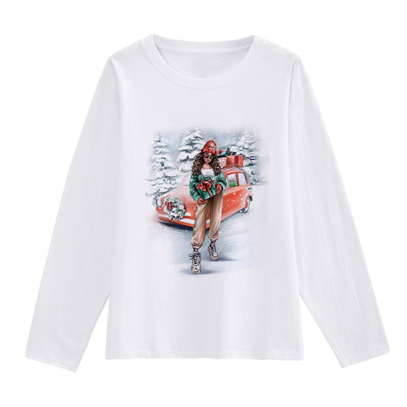 HAPPY Christmas Women White T-Shirt F