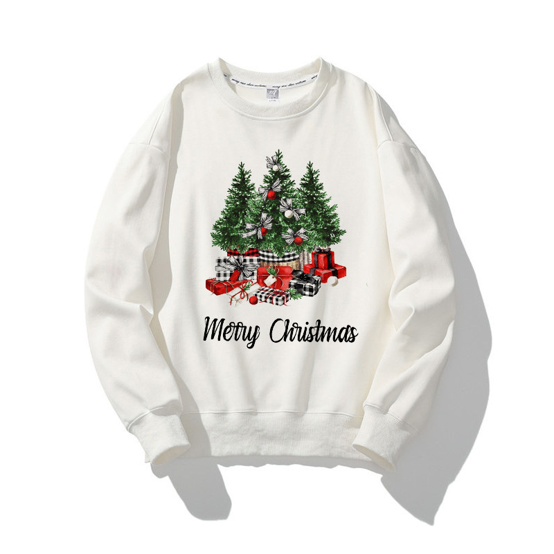 Hello 2021 Christmas O-Neck White Sweater V
