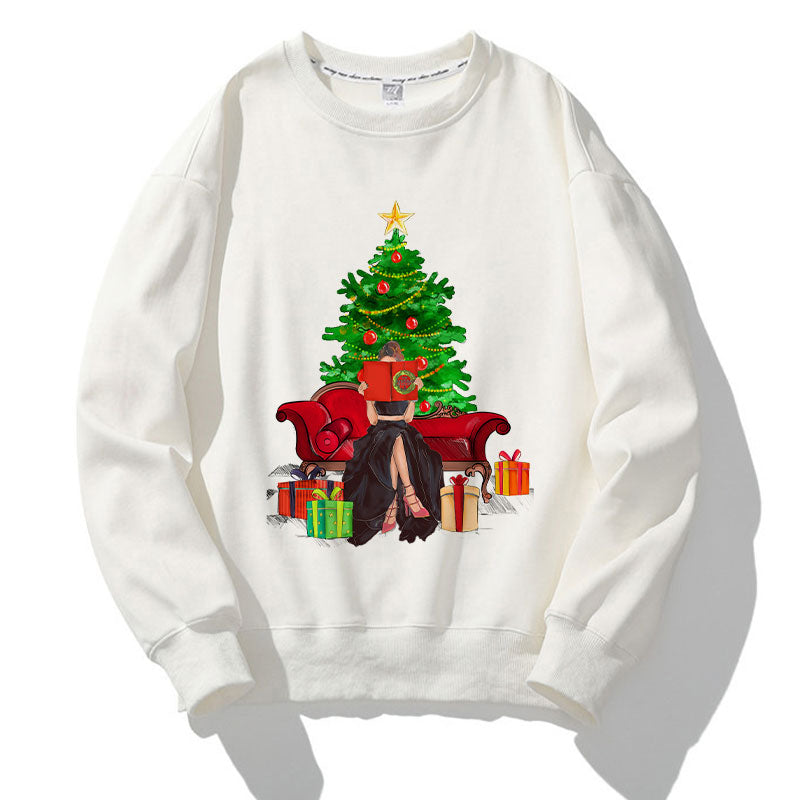 Happy 2021 Christmas O-Neck White Sweater O