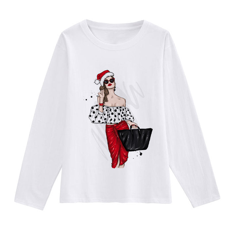 HAPPY Christmas Women White T-Shirt Z