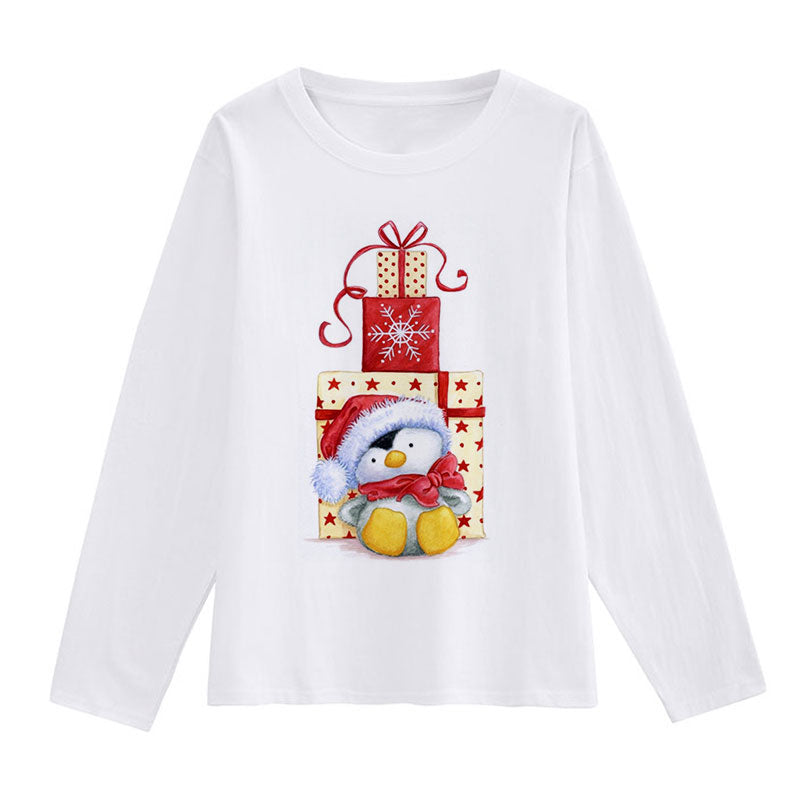 2021 Beautiful Christmas Women White T-Shirt U