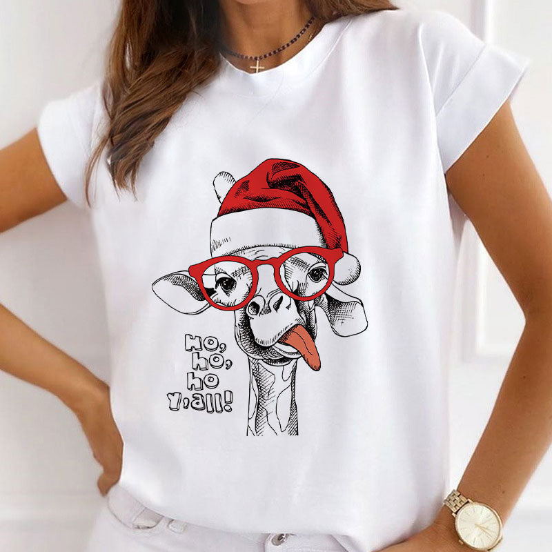 Merry Christmas Ladies White T-Shirt V