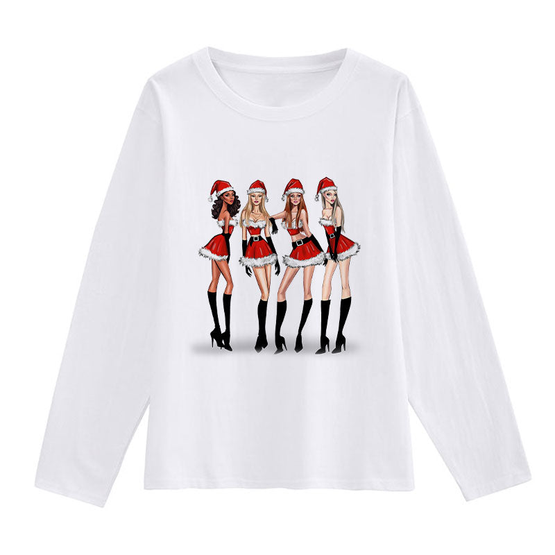 HAPPY Christmas Women White T-Shirt O
