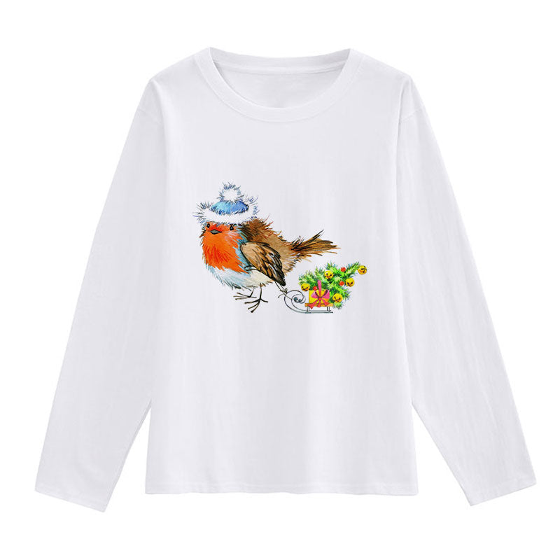 2021 Beautiful Christmas Women White T-Shirt Z