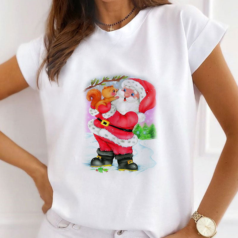 2021 Christmas Fashion Ladies White T-Shirt I