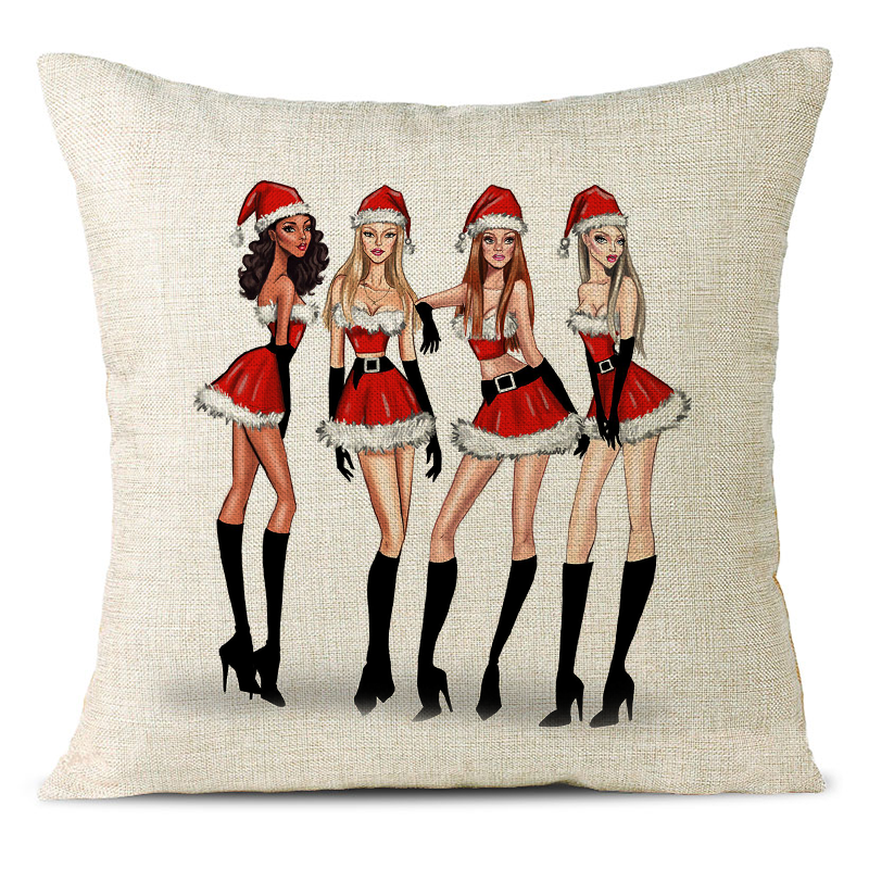 Christmas Themed Linen Pillowcase