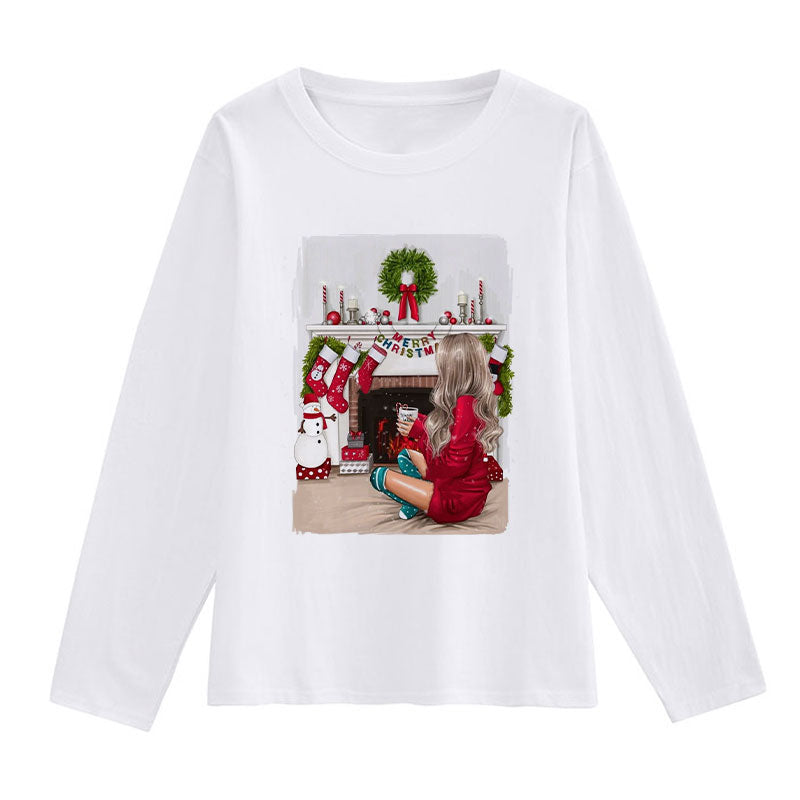 HAPPY Christmas Women White T-Shirt G