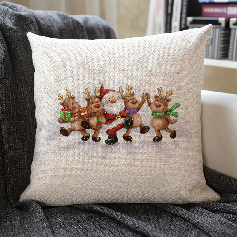 Christmas Themed Linen Pillowcase