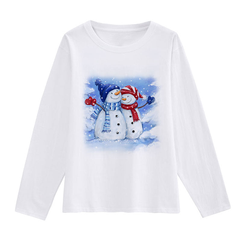 2021 Beautiful Christmas Women White T-Shirt A