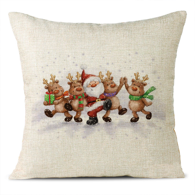 Christmas Themed Linen Pillowcase