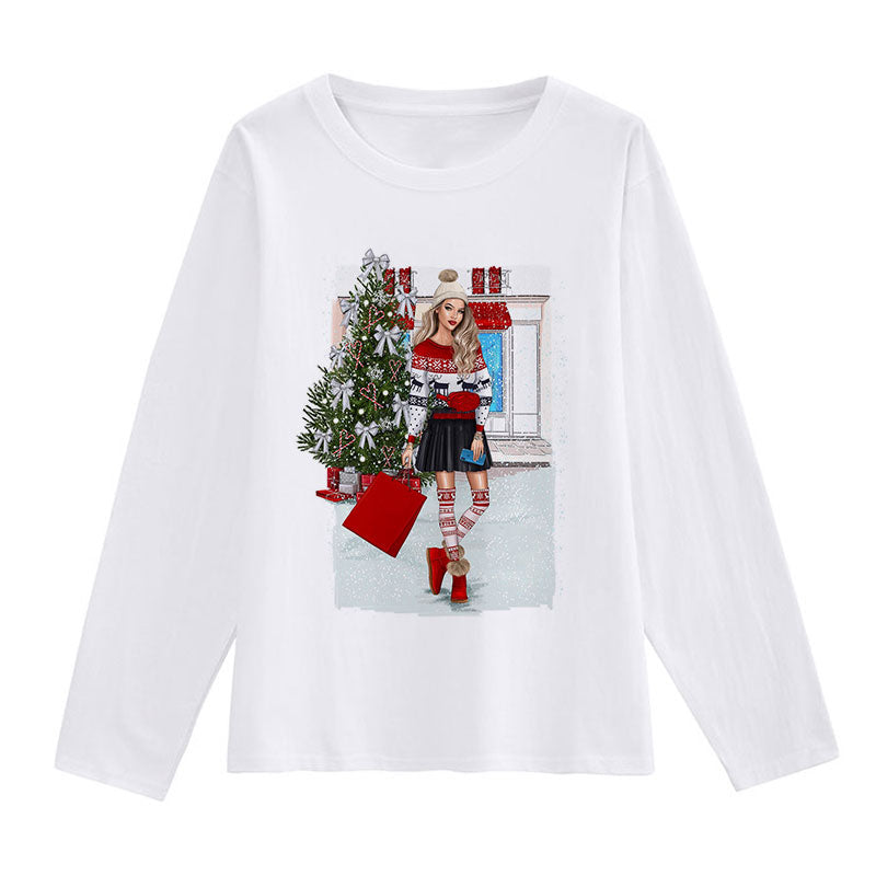 HAPPY Christmas Women White T-Shirt A