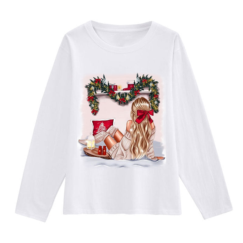 Merry Christmas Women White T-Shirt H