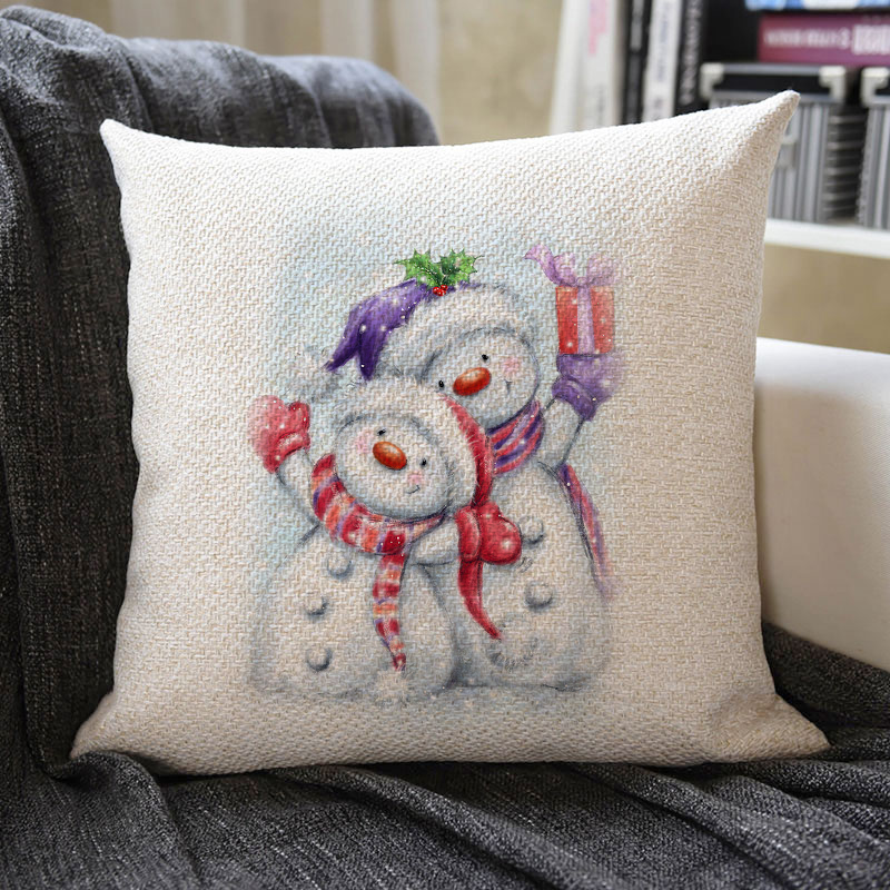Christmas Themed Linen Pillowcase