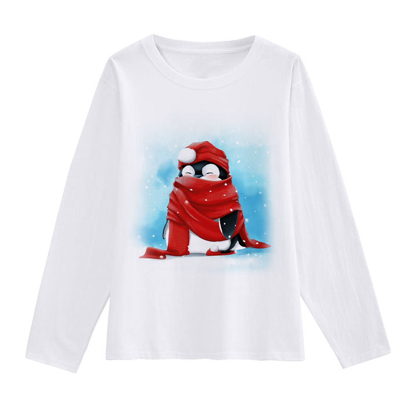 2021 Beautiful Christmas Women White T-Shirt C