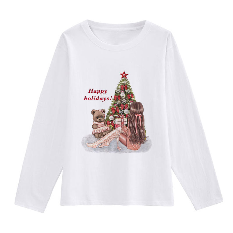 Merry Christmas Ladies White T-Shirt D