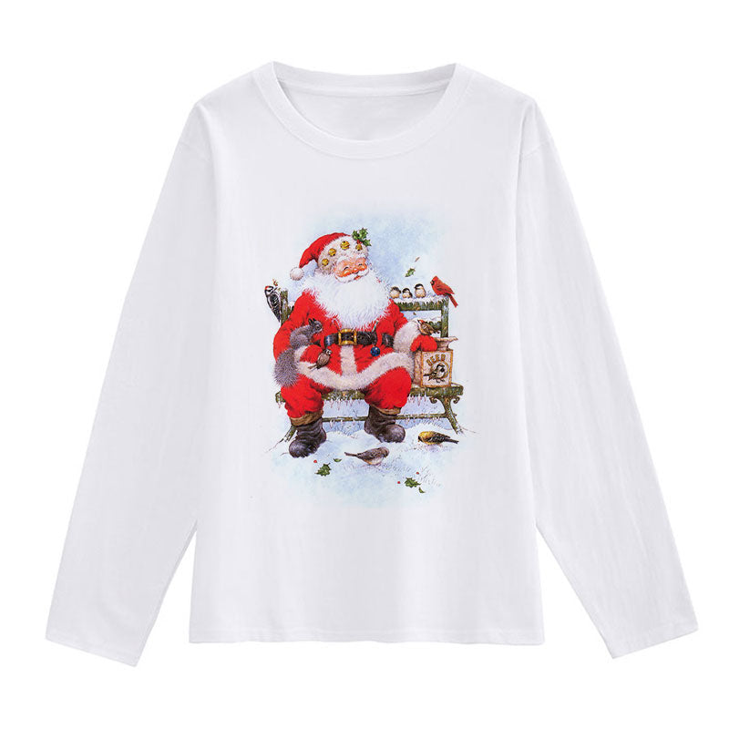 2021 Beautiful Christmas Women White T-Shirt B
