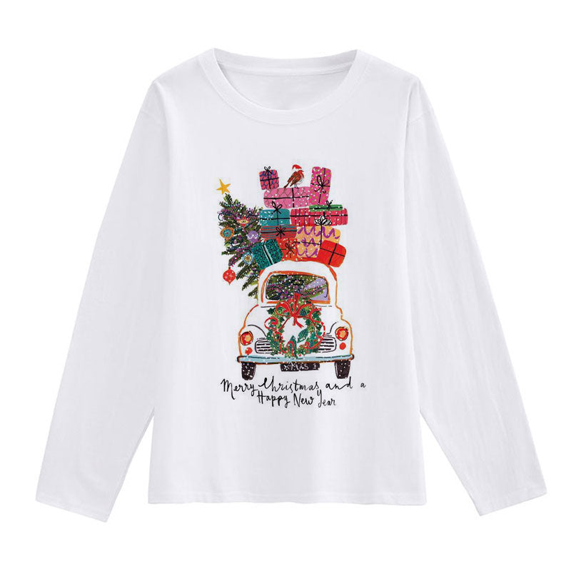 HAPPY Christmas Women White T-Shirt C
