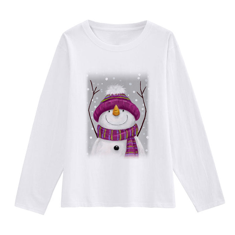 2021 Beautiful Christmas Ladies White T-Shirt V