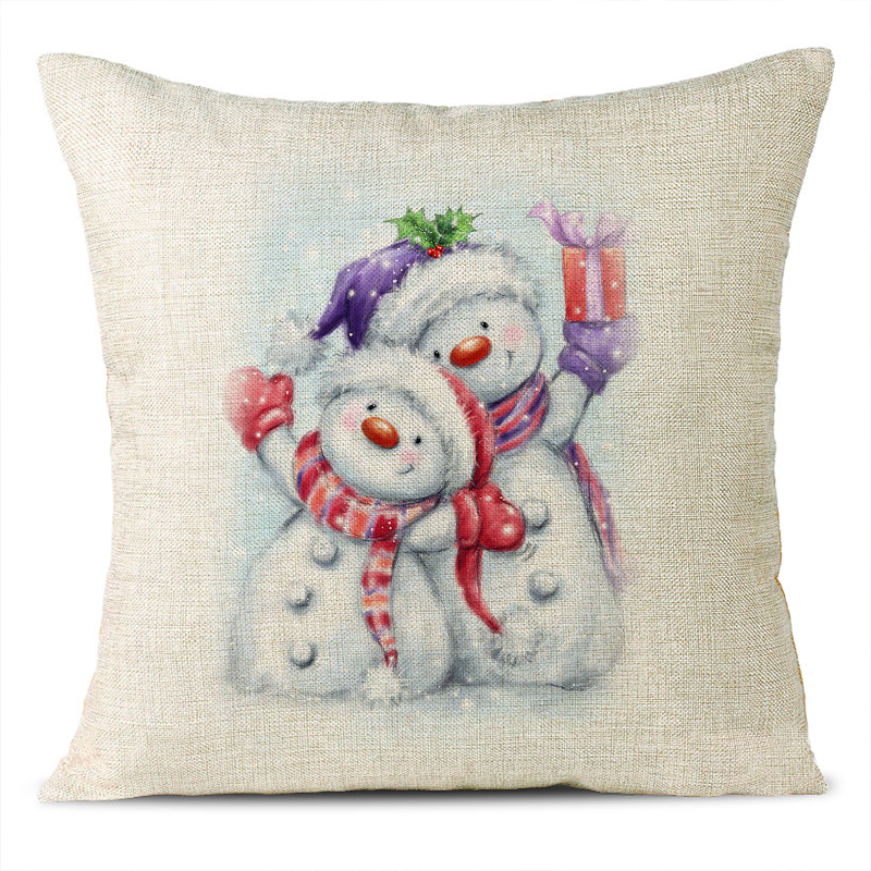 Christmas Themed Linen Pillowcase