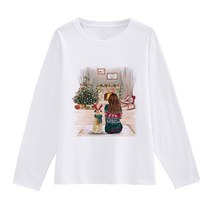 HAPPY Christmas Women White T-Shirt P