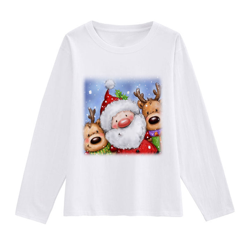 2021 Beautiful Christmas Women White T-Shirt D