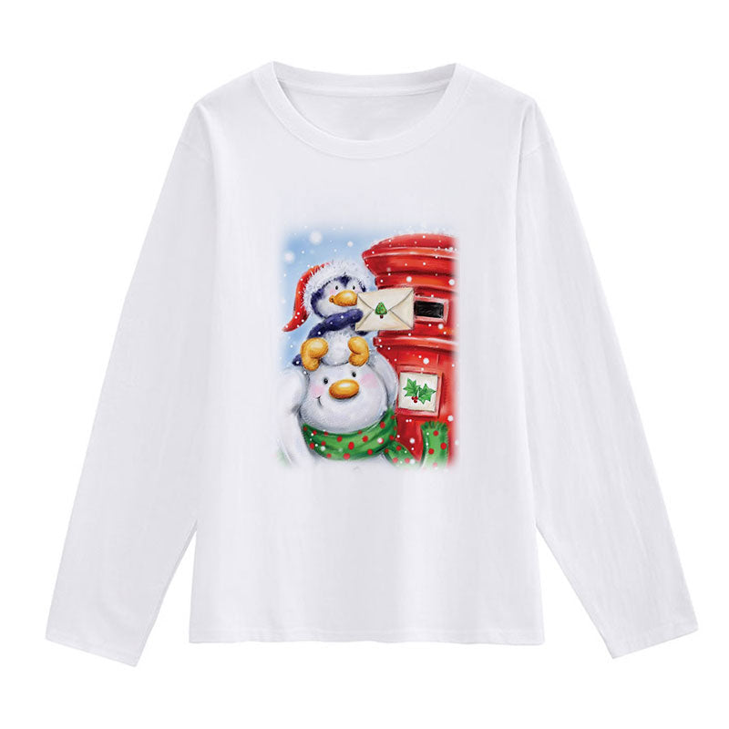 2021 Beautiful Christmas Ladies White T-Shirt A