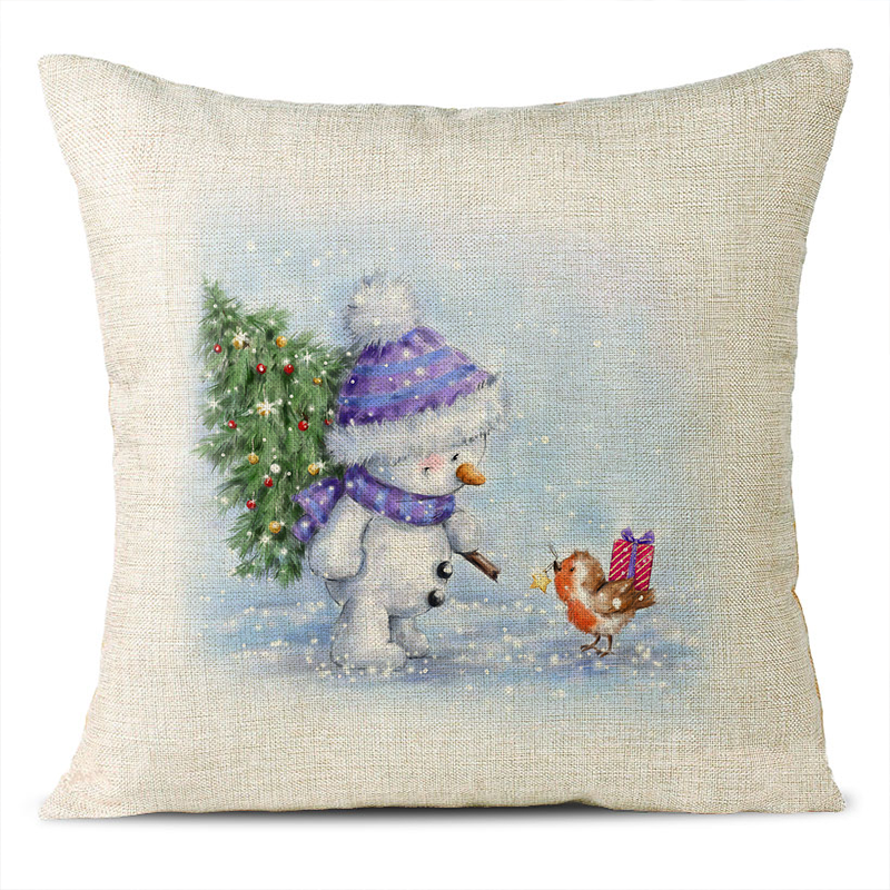 Christmas Themed Linen Pillowcase