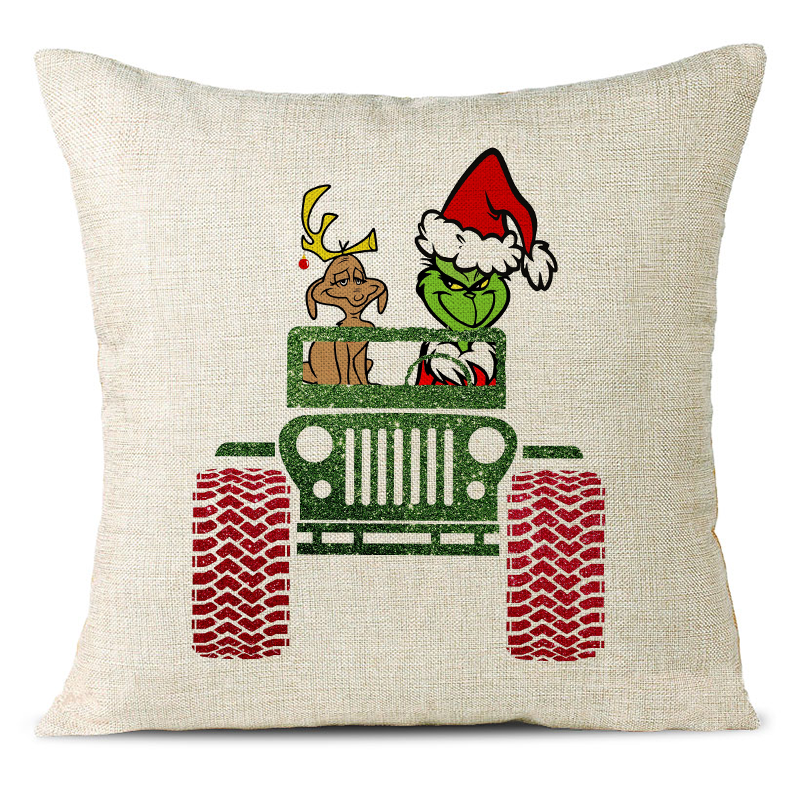 Christmas Themed Linen Pillowcase
