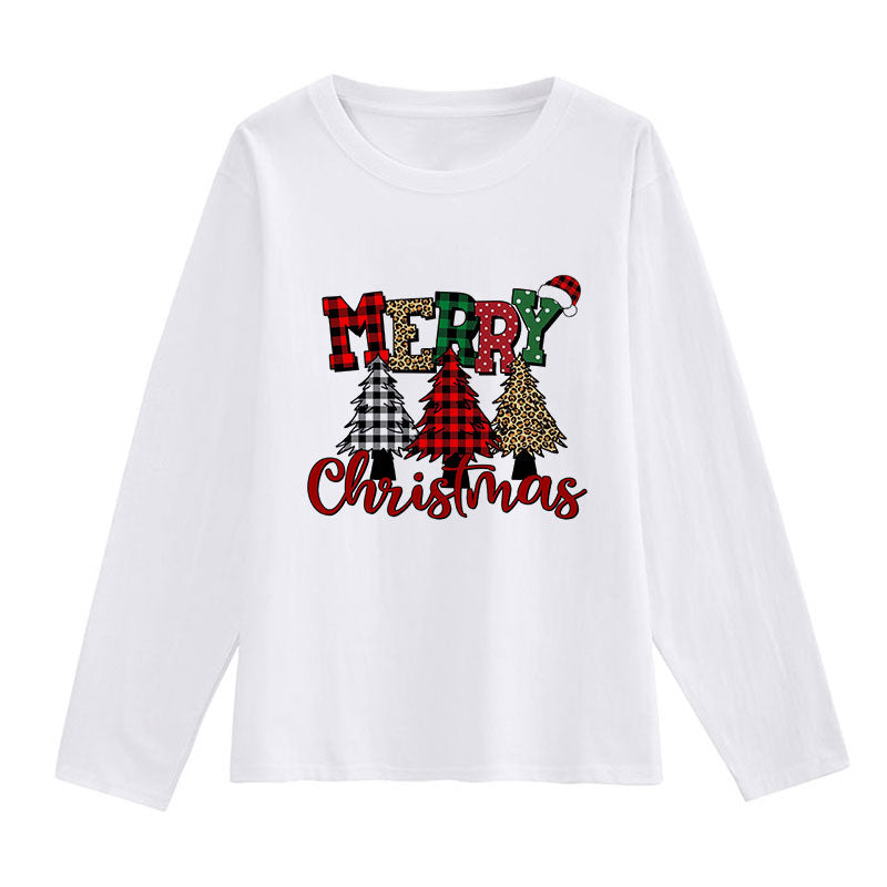 Printed Christmas White Shirt For Ladies Q