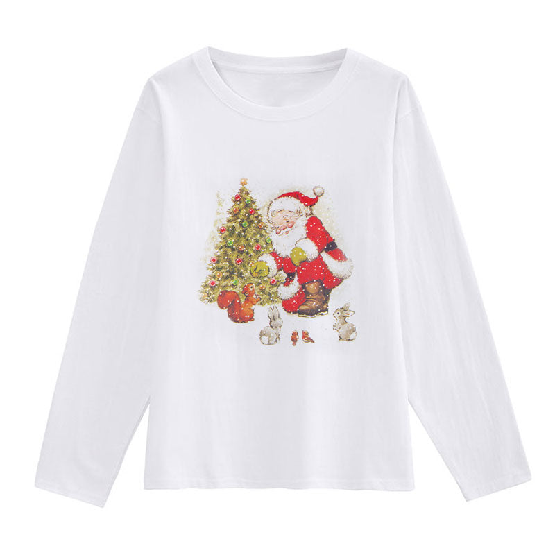 2021 Beautiful Christmas Ladies White T-Shirt X