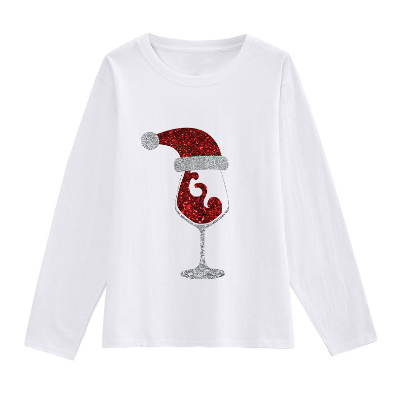 2021 Fashion Printing Christmas White Shirt For Ladies D