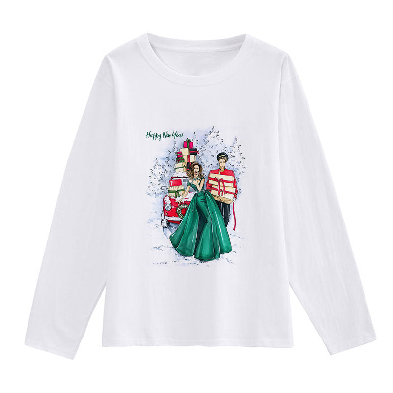 HAPPY Christmas Women White T-Shirt Q