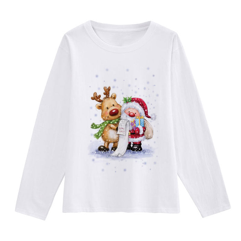HAPPY Christmas Women White T-Shirt D