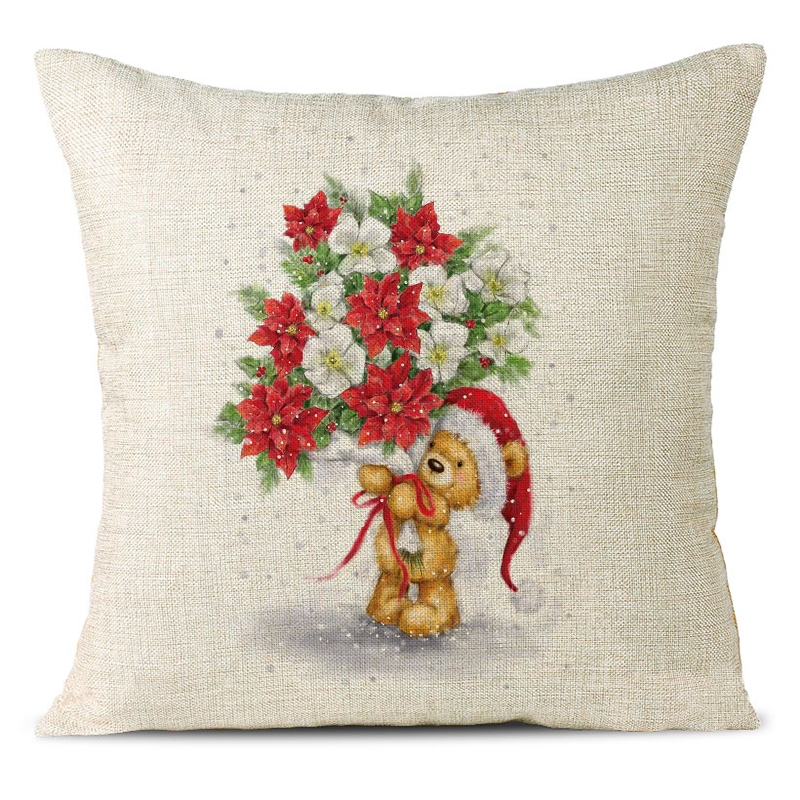 Christmas Themed Linen Pillowcase