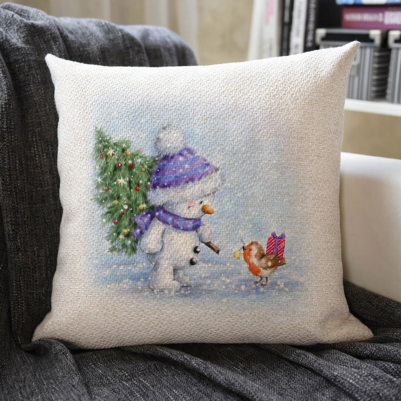 Christmas Themed Linen Pillowcase