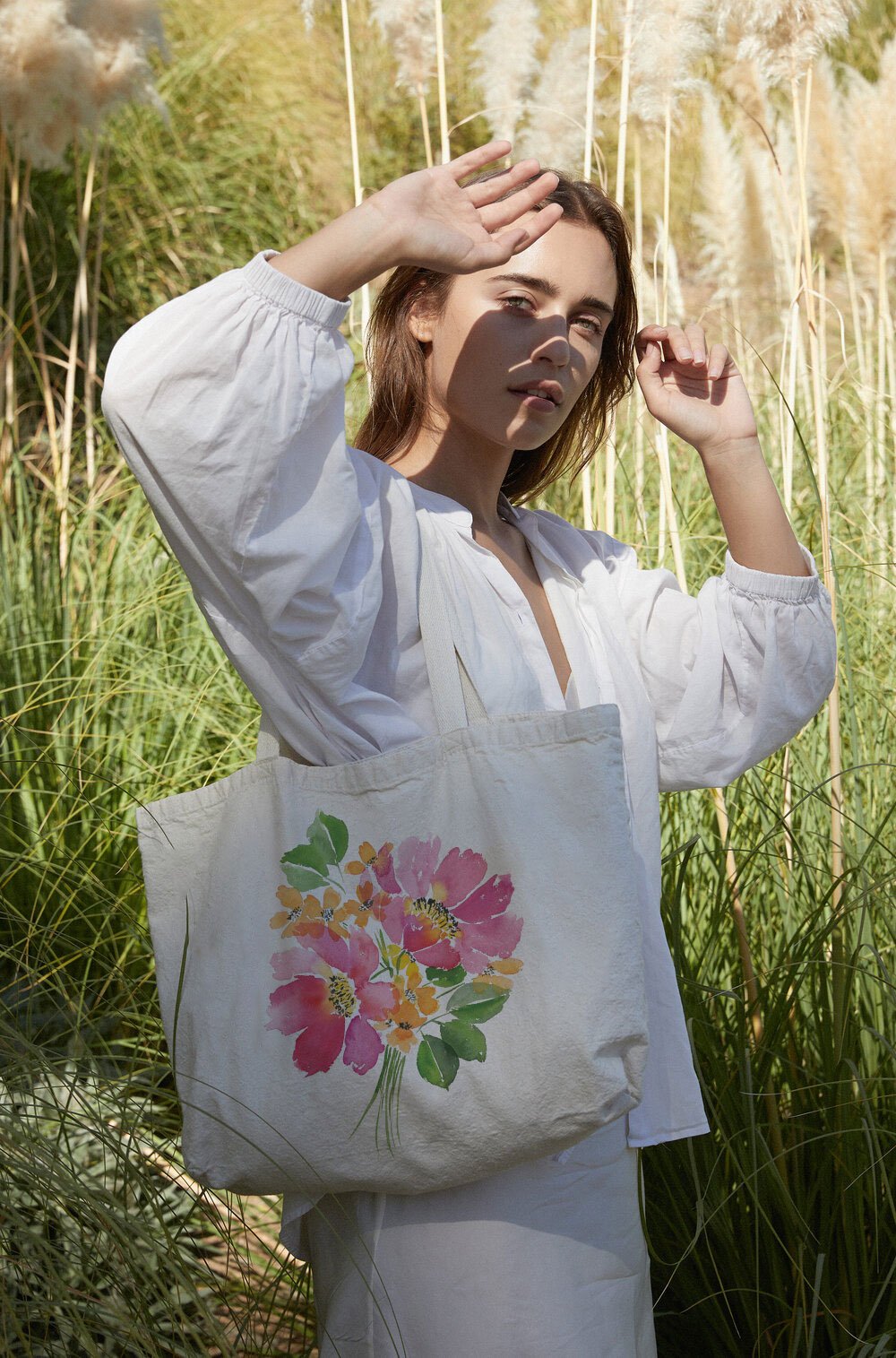 PEONY BOUQUET CANVAS BAG