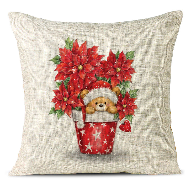 Christmas Themed Linen Pillowcase