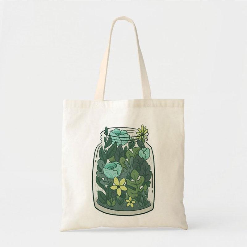 A JAR OF LEAVES CANVAS BAG