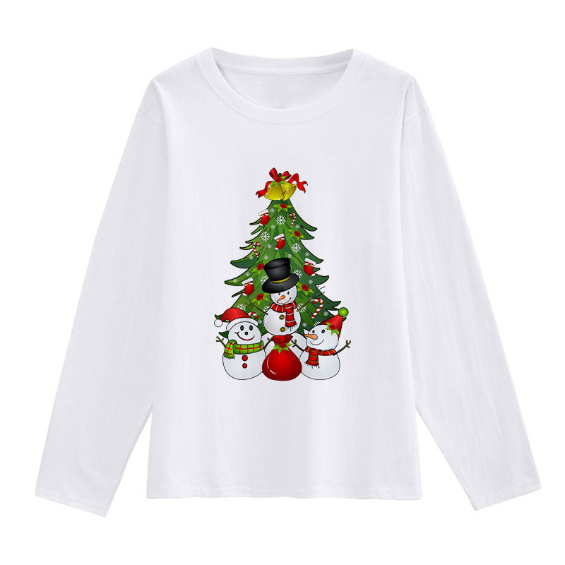 2021 Beautiful Christmas Women White T-Shirt F