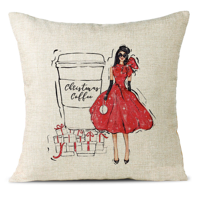 Christmas Themed Linen Pillowcase