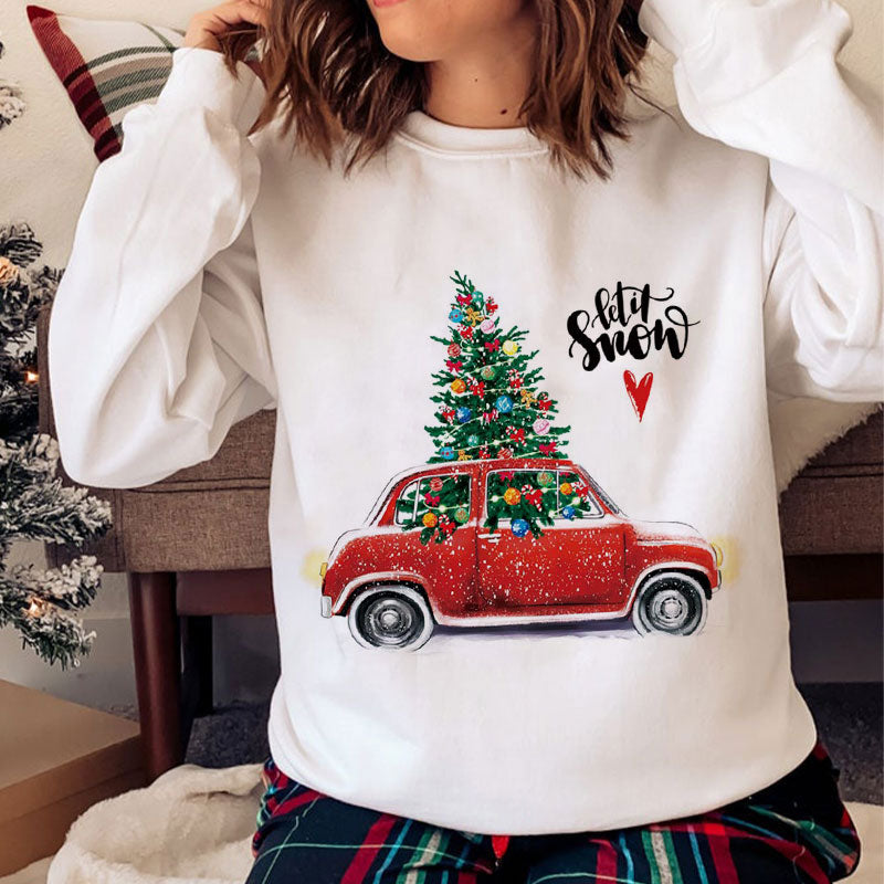Happy Christmas O-Neck White Sweater B