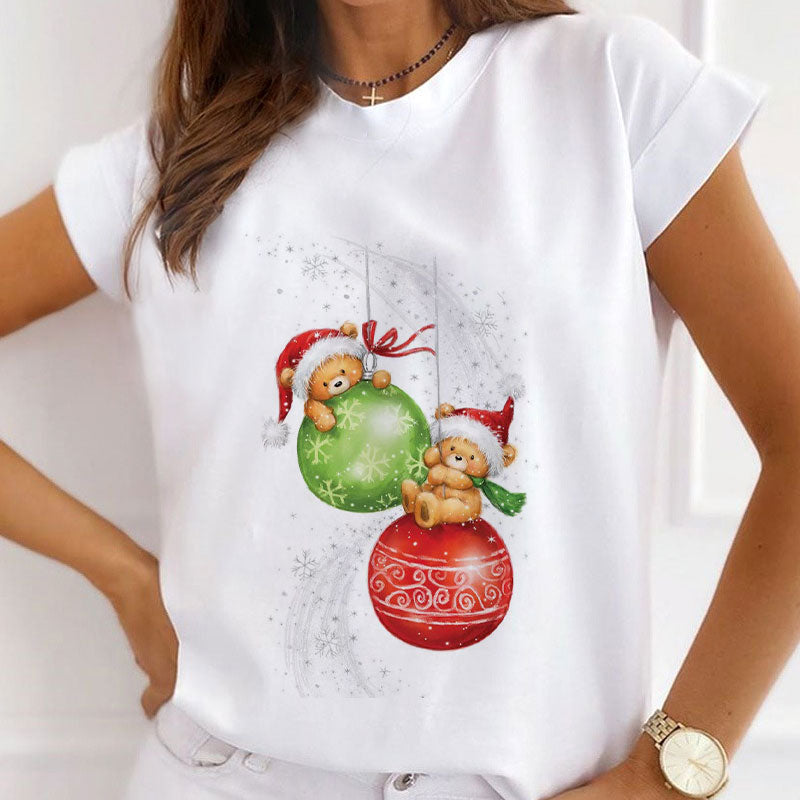 HELLO Christmas Women White T-Shirt C