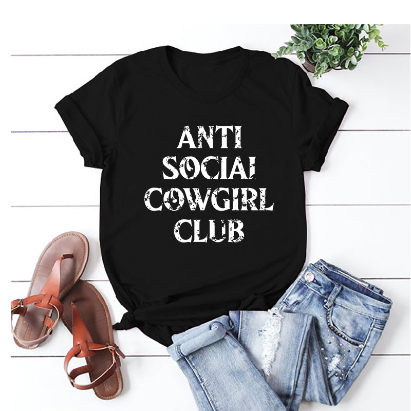 Cotton Anti Social Cowgirl T-shirt