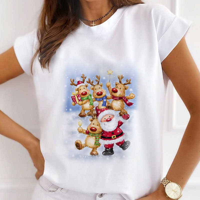 HAPPY Christmas Ladies White T-Shirt X