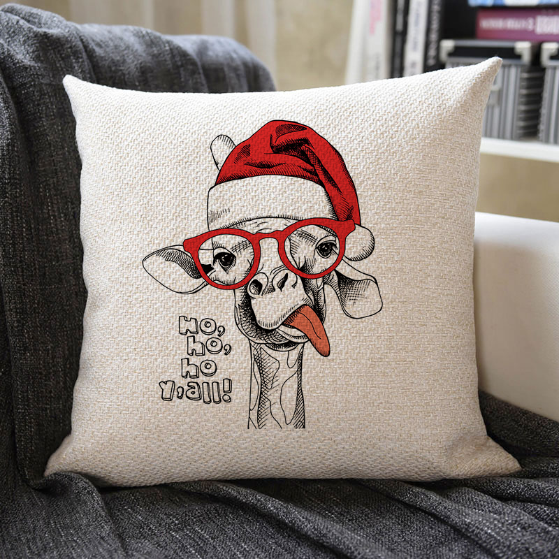 Christmas Themed Linen Pillowcase