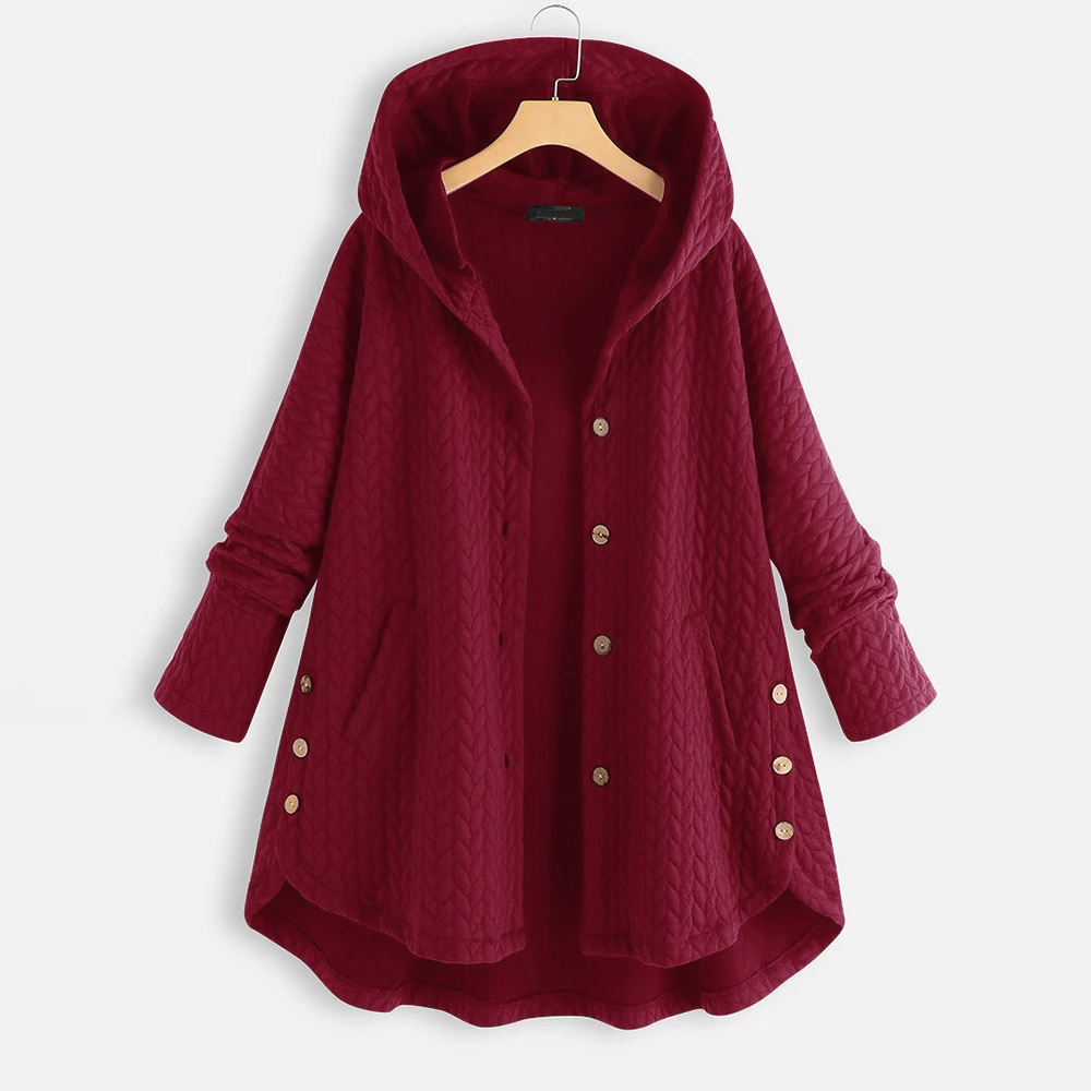 Pure Color Hooded Twist Cotton Thick Coat